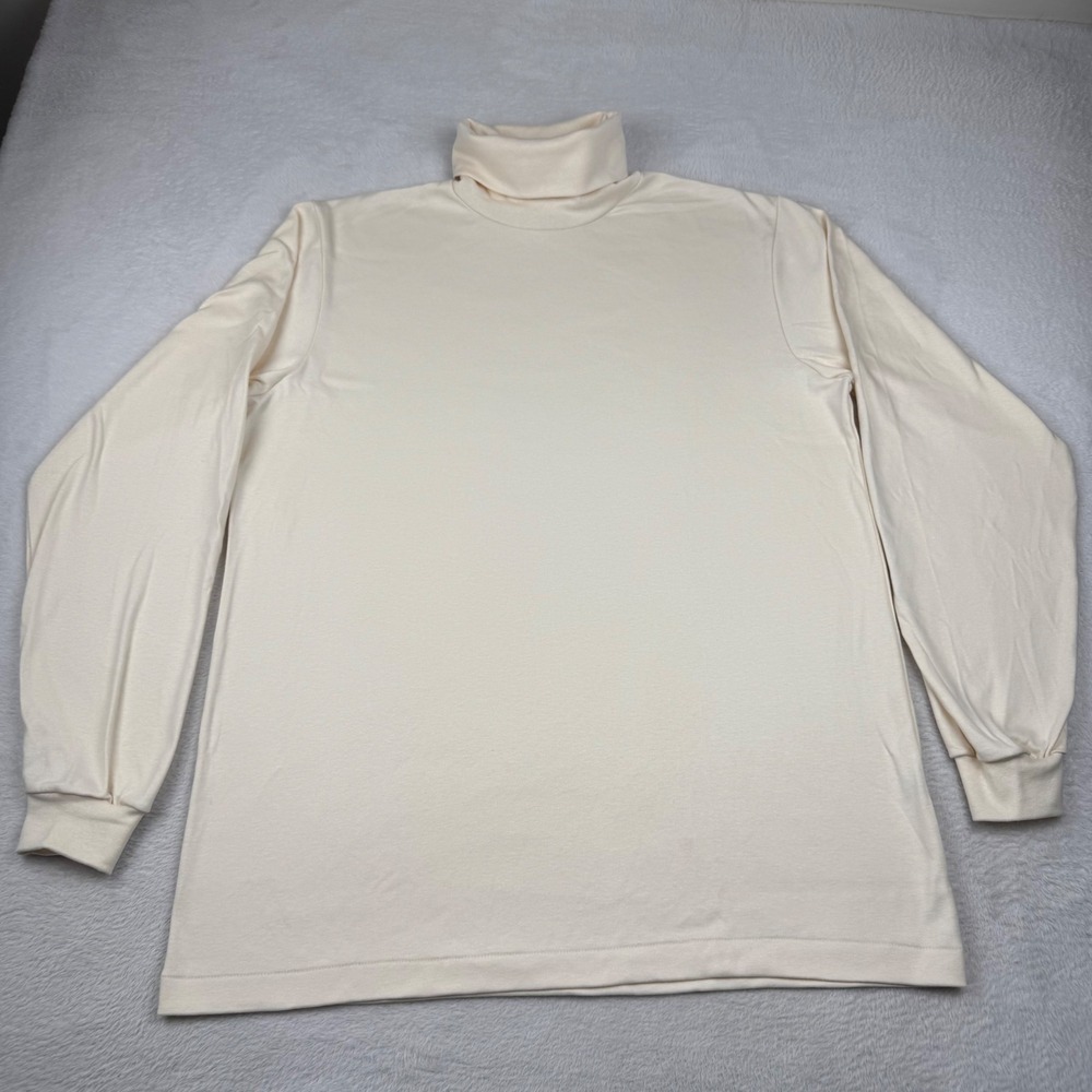 NWOT Vintage Lands End Turtleneck Shirt Mens Large Tall Cream Ivory USA Made